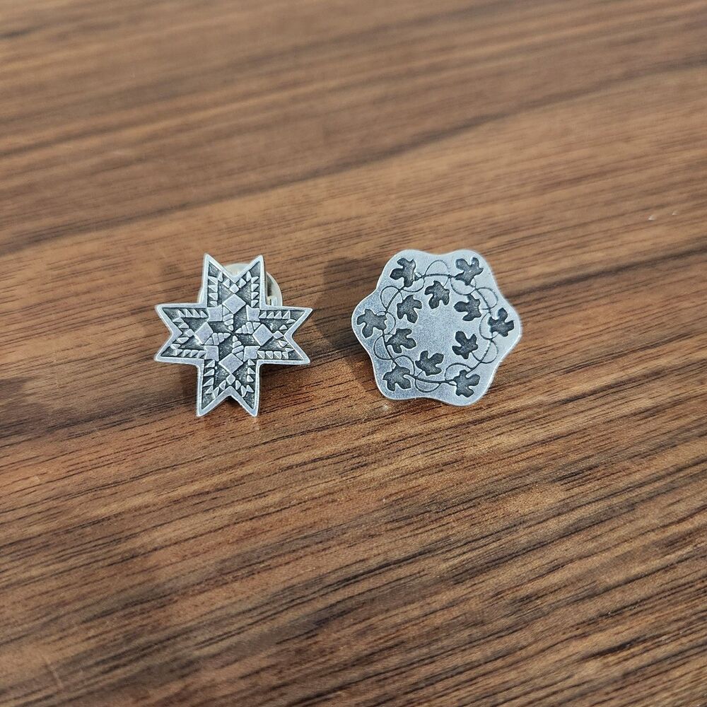 Danforth Pewter Smithsonian Lapel Pins Lot of 2 Blackwork Pattern Collectible